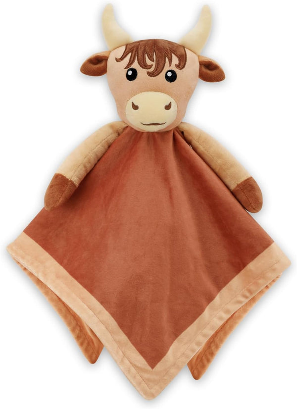 Highland Cow Baby Security Blanket for Boys, Cow Lovey Gift for Newborn Boy Nursery Stuff