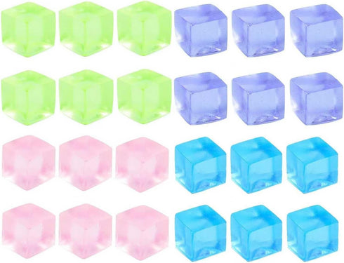 24Pcs Stress Balls Fidget Toys Adults, Ice Cube Squeeze Toys - Square
