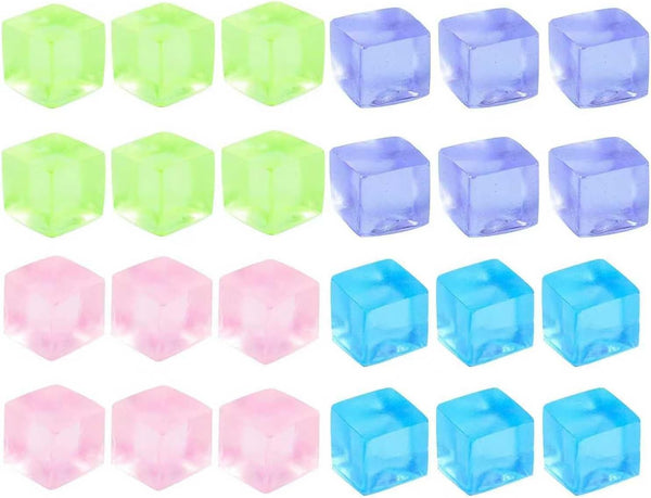 24Pcs Stress Balls Fidget Toys Adults, Ice Cube Squeeze Toys - Square