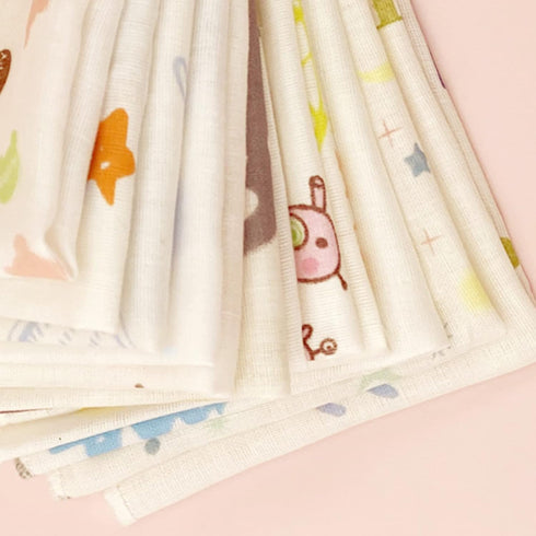 YZYDF 10Pcs Set Baby Washcloth Cartoon Double Layer Gauze Infant Face Towel Burp Cloth