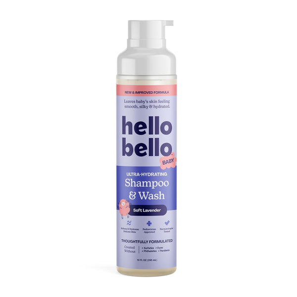 Hello Bello Ultra-Hydrating Baby Shampoo & Body Wash, Soft Lavender Scent, Tear