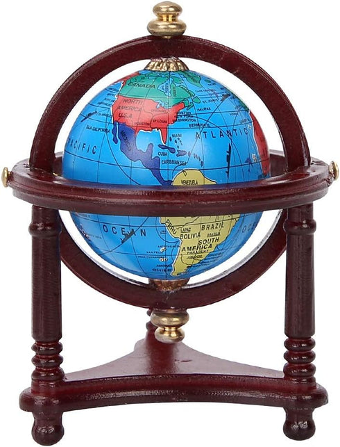 Dollhouse Mini Globe Decoration, Exquisite Appearance, Safe Rotatable for 1/12 Scale Doll (Mahogany)