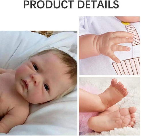 18 Inch 3+ EURORA Reborn Baby Dolls Girl Vinyl Silicone Body, Sweet Girl Reborn Baby Dolls with Clothes and Bottles