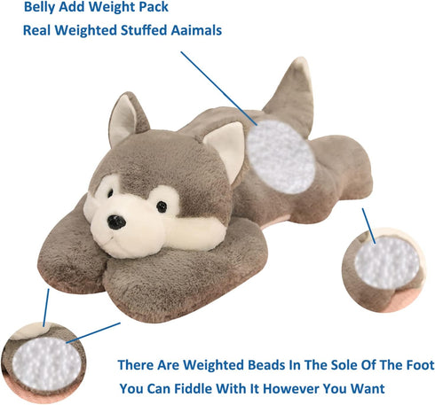 Doireum 3.3 lbs 19.6 inch Weighted Stuffed Animals, Weighted Husky Stuffed Animal Plush Toy Cute Huskies Plush Animals