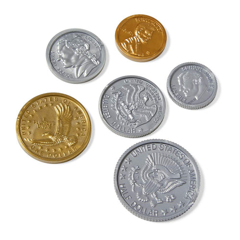 hand2mind Fake Money Coin Assorted Set, Realistic Toy Money for Kids Learning, Set of 96