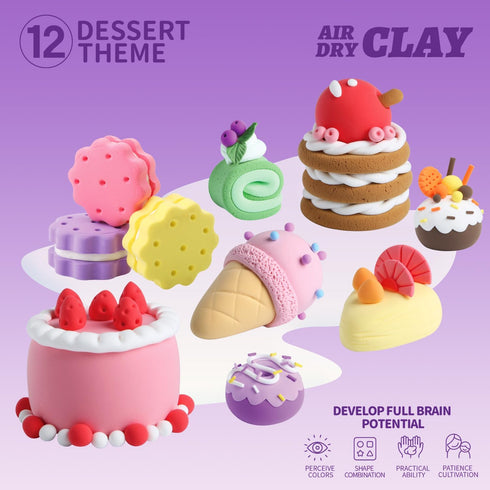 12 LOUFOR Air Dry Clay Kits - Modeling Clay for Kids, Ultra Light & Soft, Safe & Non-Toxic, Boxes DIY Model Magic Clay