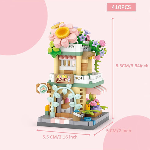 MEIEST 4 Set,Simulation Mini City Shop Street View Building Blocks Model Architecture Collection Particle Construction