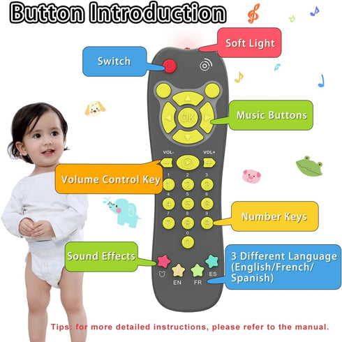 KALUYA 6 Baby Remote Toy, Toddlers TV Remote Control Toy Kids Realistic Play Remote Early Educational Baby Musical Toys