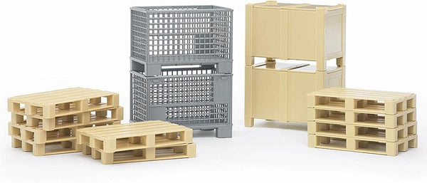 Bruder 02415 Logistics Set with Pallets, Warehouse and Trailer Bins, and Forklift