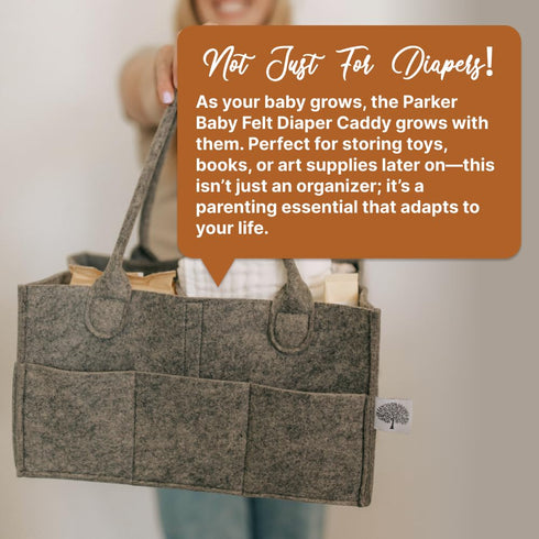 Large Charcoal Diaper Caddy - Stylish Nursery Storage & Car Organizer