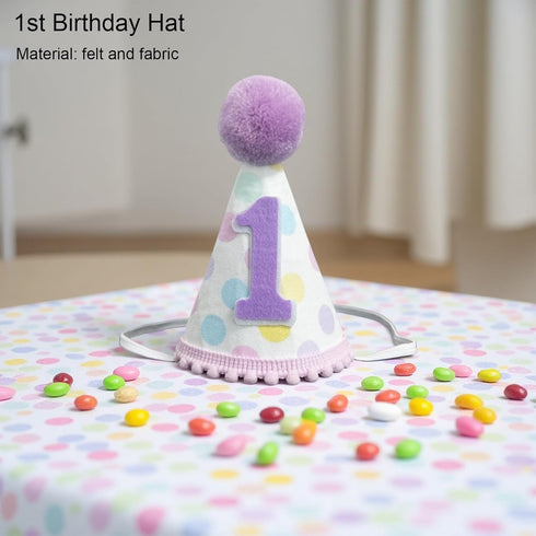 Bapukzy Set 1 First Birthday Decorations for Girl - Complete Party with High Chair Banner, Party Hat, Number Balloon