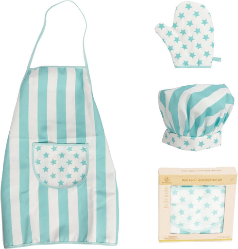 Kid Apron and Chef Hat Set, 3 Pcs Children Cooking Baking Set for Girls, Boys