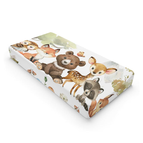 Woodland Animal Friends Changing Pad Cover for Baby Girl Boy, Natural Forest Diaper Change Table Covers