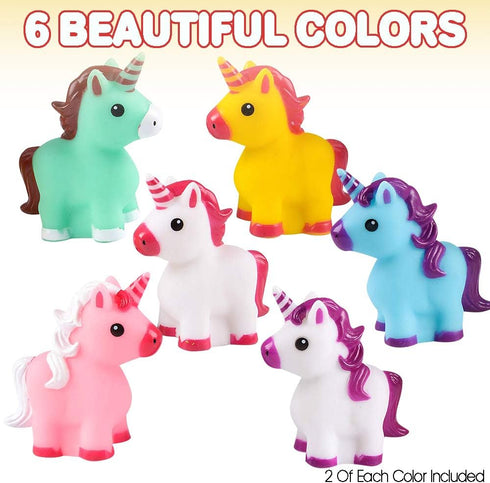 ArtCreativity Unicorn Rubber Toys for Kids, Pack of 12, 2 Inch Floating Bath and Pool Water Toys
