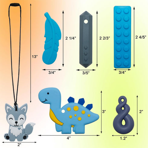 6 Pack Chew Necklaces for Sensory Kids, Sensory Toys for Kids with Autism, ADHD, SPD, Chewy Necklace for Anxiety