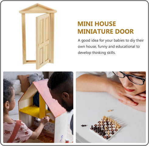 1 12 1 12 Zerodeko Dollhouse Door Scale, Mini Wooden Door, Dollhouse Front Scale, Mini Wooden for Dolls DIY Furniture