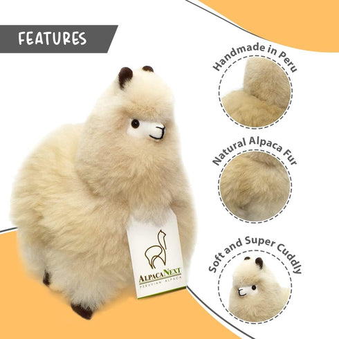Llama Stuffed Animal – 9 inch Cute, Soft and Cuddly Alpaca Plush Toy Handcrafted on Real Alpaca Natural Fur