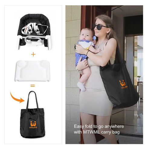 MTWML Counter(Stripe-Black) Hook On High Chair with Tray,Portable Baby High Chair that Attaches to Table,Clip On Fast