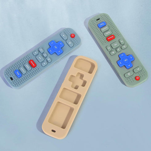 3 Pack Baby Teething Toys, Silicone TV Remote Control Shape Teethers for 0-24 Months, BPA Free Chew Toys