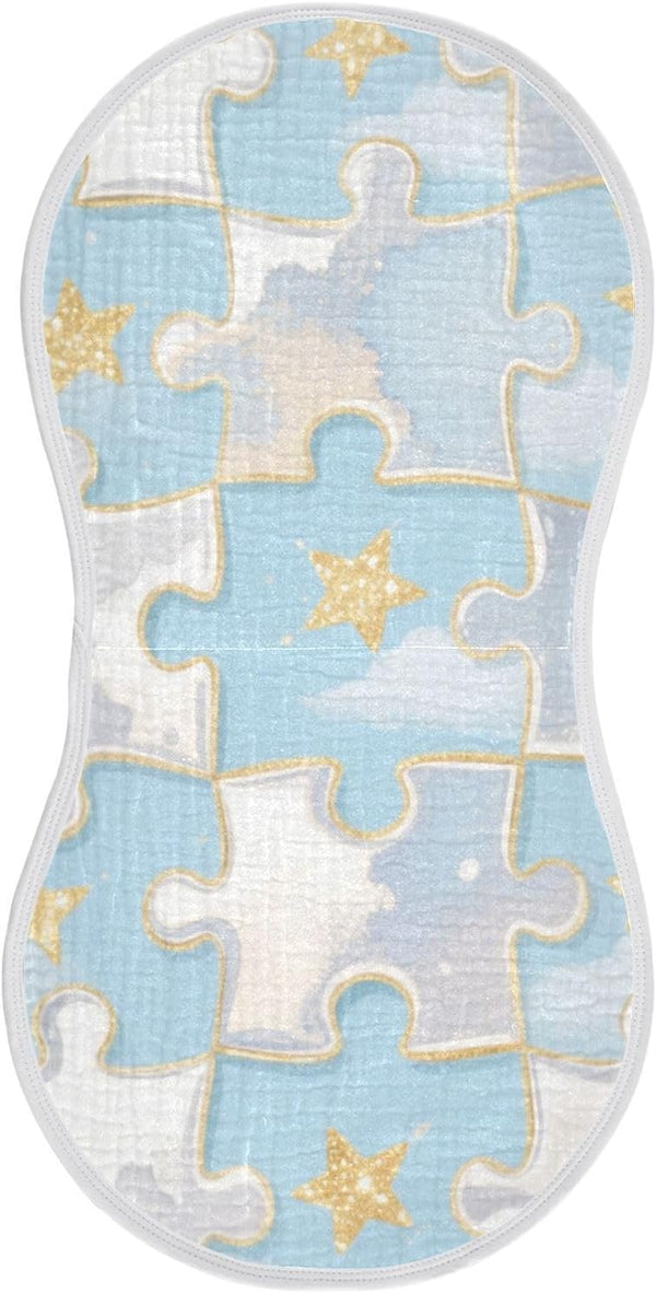 tplaotee Cute Silver Jigsaw Puzzle Cotton burping Cloths Soft Touch Baby wash Cloth
