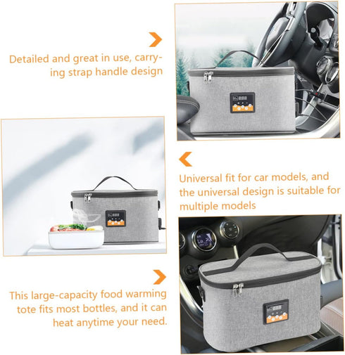Happyyami Electric Bottle Warmer Tote Bag Portable Bento Heating Bag for Car Real Temperature Display for Travel