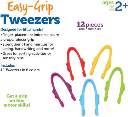 Learning Resources Easy-Grip Tweezers, Educational Toys for Ages 2+, Fine Motor Skills Classroom Supplies