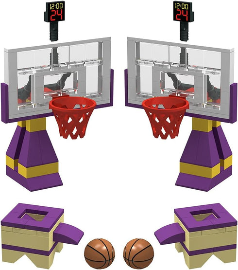 Building Block Education Toy, Basketball Court Baseplates and 2 Basketball Stands for Compatible Brands