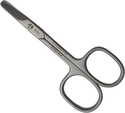 Tenartis Baby Nail Scissors with Curved Blades and Round Safety Tips, Made in Italy (3.5", Stainless)