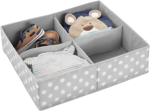 Drawer/Closet Set 5 mDesign Soft Fabric Dresser Divided Storage Organizer Bins for Nursery - Holds Blankets, Bibs