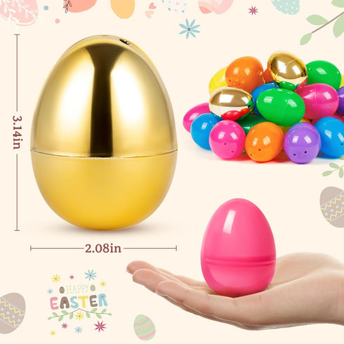 3.15'' 36 6 V-Opitos Big Fillable Plastic Eggs, PCS Bulk Empty Easter Eggs in Colors for Egg Hunt, Surprise Eggs