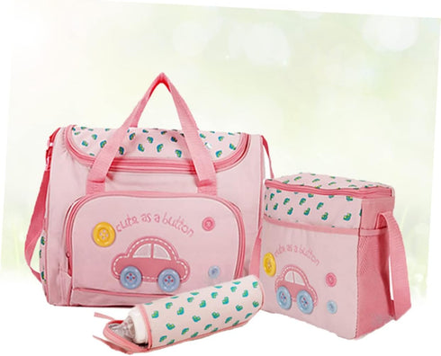 Hohopeti Set Mummy Multi-function Large Capacity Diaper Bag Stylish Tote Changing Pad Bottle Holder and Bag for Travel