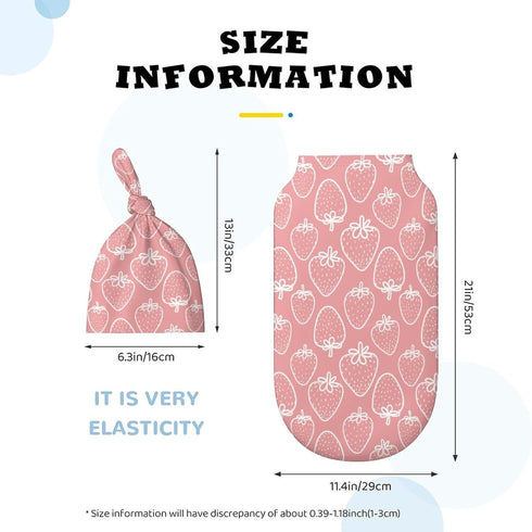 Cute Pink Strawberry Newborn Baby Swaddle Blanket With Beanie Hat Baby Receiving Blanket Gifts For Boys Girls Infant