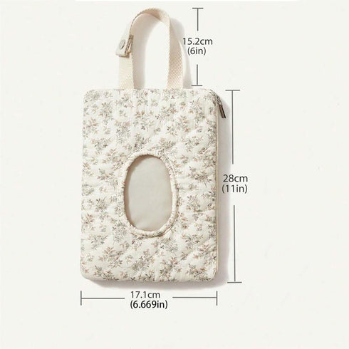 Generic Wipes Dispenser, Floral Quilted Baby Wipe Holder, Pouch Portable Hanging Floral Travel Wet Wipes Bag