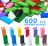 OBTANIM 600 Pcs Colorful Wooden Domino Blocks Set, Bulk Building Racing Stacking Games for Kids Birthday Party Favors