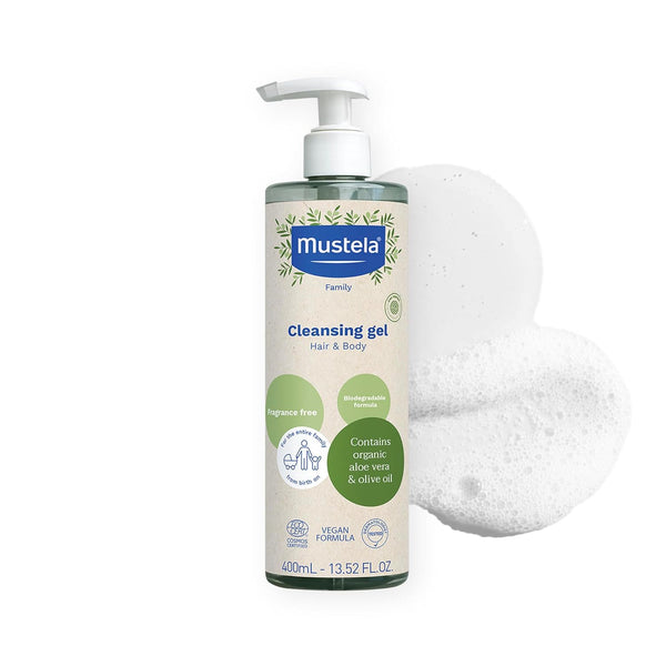 Mustela Certified Organic Cleansing Gel - Natural Hair & Body Wash with