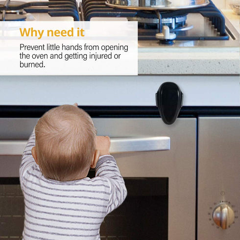 EUDEMON Childproof Oven Door Lock, 1 Pack, Easy to Install, Heat-Resistant Material, No Tools Needed (Black)