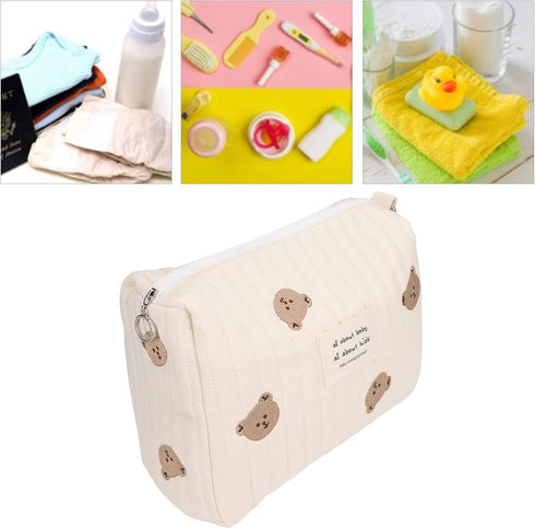 Outdoor Diaper Bag - Convenient Cotton Cloth Large Capacity Storage Bag, Multifunctional Reusable for Travel, Bear