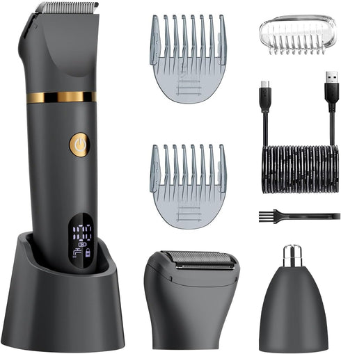 SWZEC 3 in 1 Electric Body Hair Trimmer for Men (Gray)