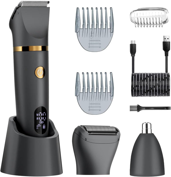 SWZEC 3 in 1 Electric Body Hair Trimmer for Men (Gray)