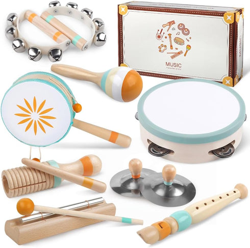 Toddlers Musical Instruments, Montessori Wooden Toys for 1-3 Year Old, Percussion Gift for Boys & Girls