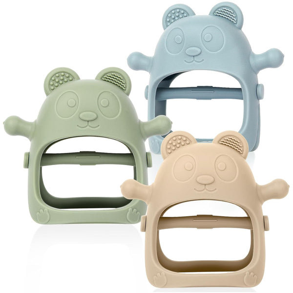 Baby Teething Toys for Infants 3+ Months, Set of 3 Easy to Hold Silicone Teething Mitten for Sensory Exploration