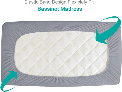 2 Pack, 17'' 33'', Bassinet Mattress Pad Cover Waterproof, Quilted Mattress Protector Sheets Fits All Mainstream