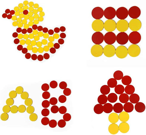 Plastic Two-Color Counter, Red/Yellow, Educational Math Classroom Supplies, Pack of 200