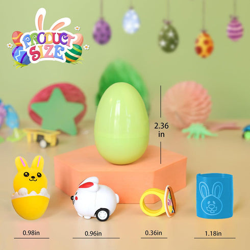 TOAPER 200PCS Pre-Filled Easter Eggs with Toys, Easter Basket Fillers, Easter Egg Hunt Prizes Toys for Kids Toddler