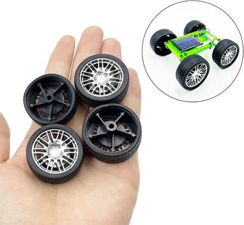 URIMPAVIDO 10PCS (3x35mm) Toy Car Wheels Rubber Tire Wheels with Metal Shaft for RC Car Truck DIY Model Toy Wheel