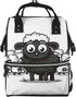 QSMJKLD Cartoon Black White Sheep Diaper Bag with Changing Pad, Pacifier Holder -