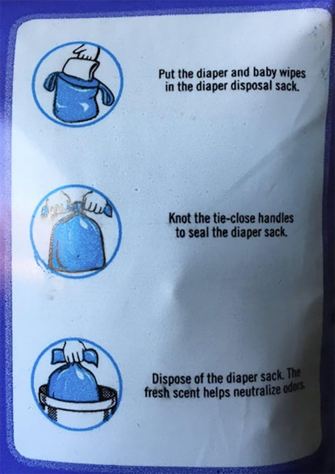 100 Count 4-25 Sassy Disposable Diaper Sacks, Powder Scented, Sacks per Roll, Easy-to-Tie, Diaper Disposal or Pet Waste