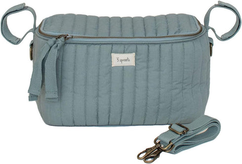3 Sprouts Quilted Stroller Organizer with Cup Holder, Durable Caddy Accessory, Green, Converts to Diaper Bag