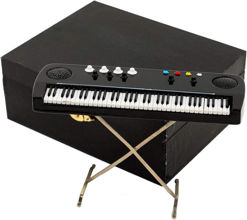 Miniature Electronic Organ with Case, Mini Musical Instrument for Dollhouse Model (5.51"x1.79"x3.72")
