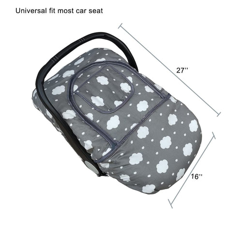 Winter Carseat Cover, Baby Car Seat Covers for Infant, Thick Padded, Grey Cloud, Canopy with Zipper Open